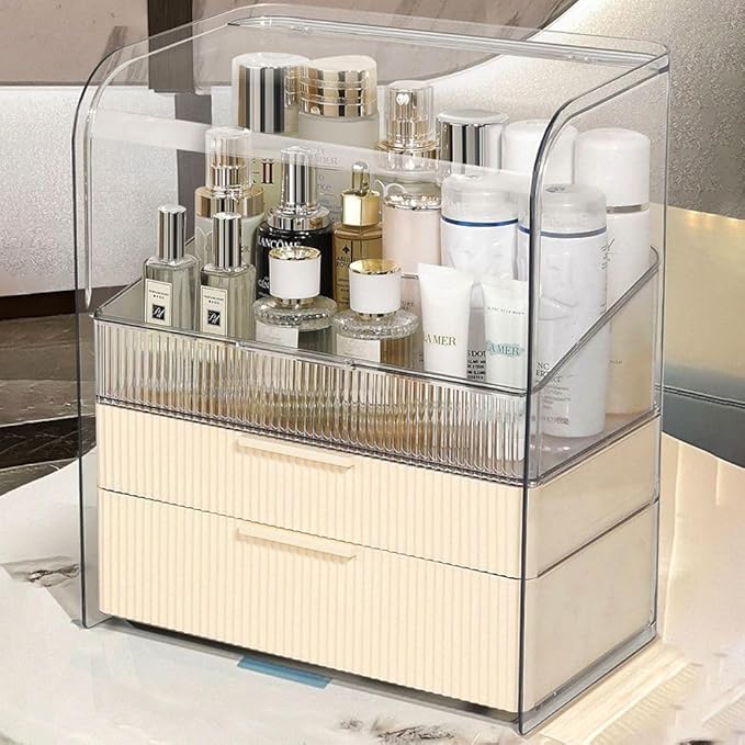 Makeup Storage Organizer Box Large Cosmetic Display Cases Dustproof and Waterproof Cosmetic Organizer Countertop Skincare Organizer