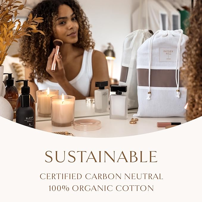 Hayden Hill Luxury Organice Cotton Dust Bags For Handbags - 6 Pack (Small-Med) - Handbag, Purse and Shoe Storage - Certified Carbon Neutral