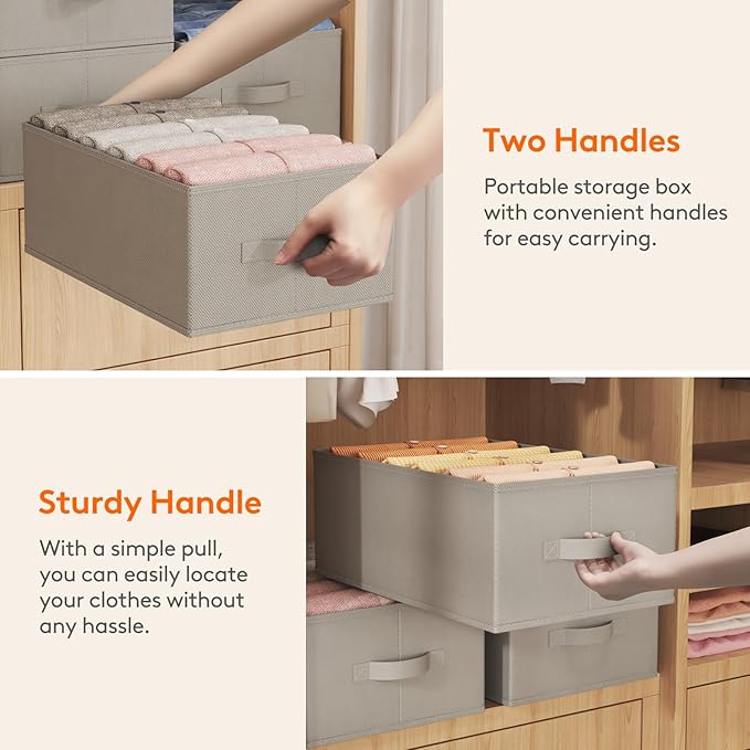 Lifewit Wardrobe Organizer Clothes, Jean Organizers for Closet with Support Board 6 Compartment Foldable Closet Drawer Storage 16.5 x 10.6 x 6.7 Inches for Pants, T-Shirts, Sweater, Legging, 6-Pack