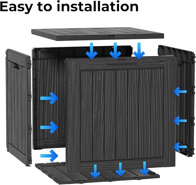 29 Gallon Resin Deck Box Waterproof Outdoor Storage Box for Patio Furniture Pool Accessories Indoor Storage for Cushion Garden Tools, Black