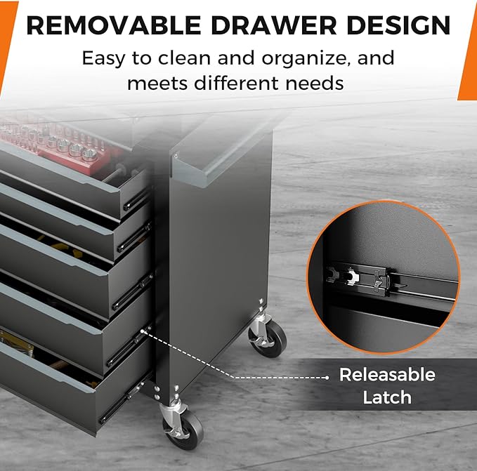IRONMAX 5-Drawer Tool Chest with Wheels, Rolling Tool Storage Organizer Toolbox with Locking System & Liner, Metal Tool Cabinet for Warehouse, Garage, Workshop, Household