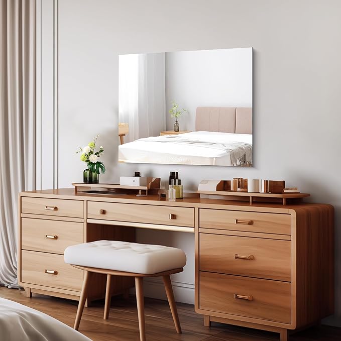 CILIBER Frameless Mirror, 24x30 Inch Bathroom Mirror for Wall, Rectangle Bathroom Vanity Mirrors with Polished Edge, Hangs Horizontally or Vertically for Bathroom, Bedroom and Living Room