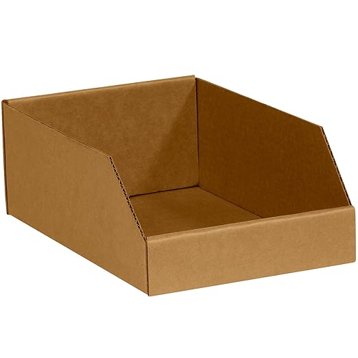 Box USA BBINMT1012K Open Top Bin Boxes, 10" x 12" x 4-1/2", Kraft (Pack of 25)