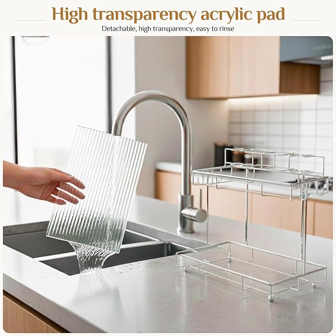 2 Tier Chrome Bathroom Organizer Countertop, Small Countertop Organizer for Bathroom Decor, Kitchen Counter Shelf for Spice Rack and Snack, Vanity Makeup Organizers Tray for Bedroom (Chrome)