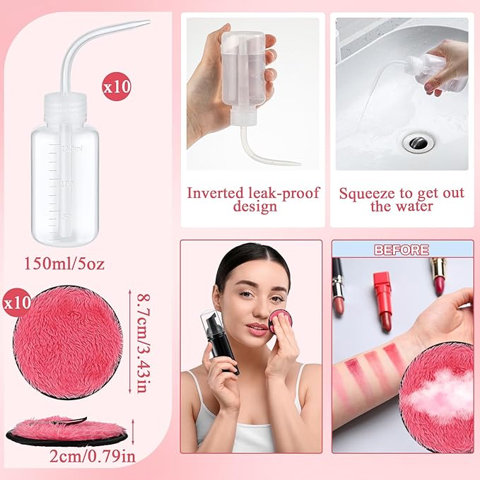 60 Pcs Lash Shampoo Brushes Set 10 Lash Shampoo Brushes 10 Mascara Tubes and Wands 10 Foam Pump Bottle 10 Cleaning Rinse Bottles 10 Makeup Remover Pad 10 Aftercare Drawstring Bag(Black)