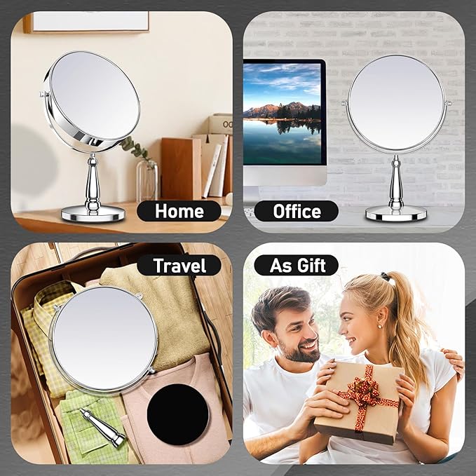 30X Magnifying Mirror, Vanity Mirror Tabletop for Women, Metal Makeup Mirror with Magnification, Desk Mirror with Stand for Home & Office Decoration, Great Gift Option, 8 Inch