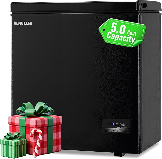 Chest Freezer with Electronic Panel, Accurate Temperature Display to 1 ℉ 5.0 Cu.ft Deep Freezing Machine with 2 Removable Baskets Suitable for Home Kitchen Apartment