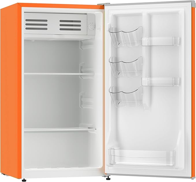 ARCTIC CHEF Mini Refrigerator-Freezer Compartment-Adjustable Thermostat Control-Reversible Doors-Ideal for Dorm, Office, RV, Garage, Apartment-ORANGE, 3.2 CU.FT