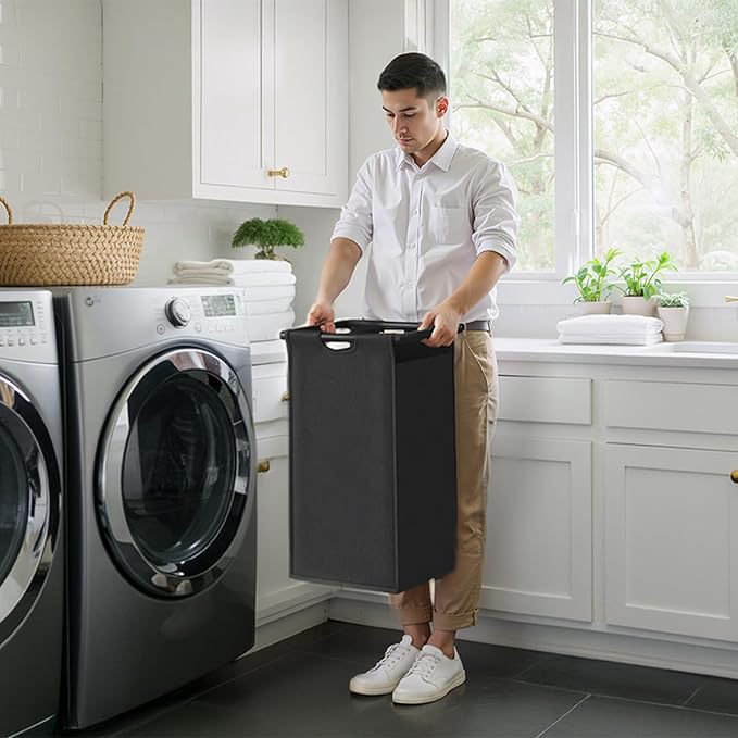 Laundry Hamper with Shelf, Laundry Basket 4 Section, Laundry Sorter with Pull-Out Removable Large 4 Color Bags and Movable Wheels, Metal Frame, 4 x 15.87 Gallons (60L),Greige PF07XLZ