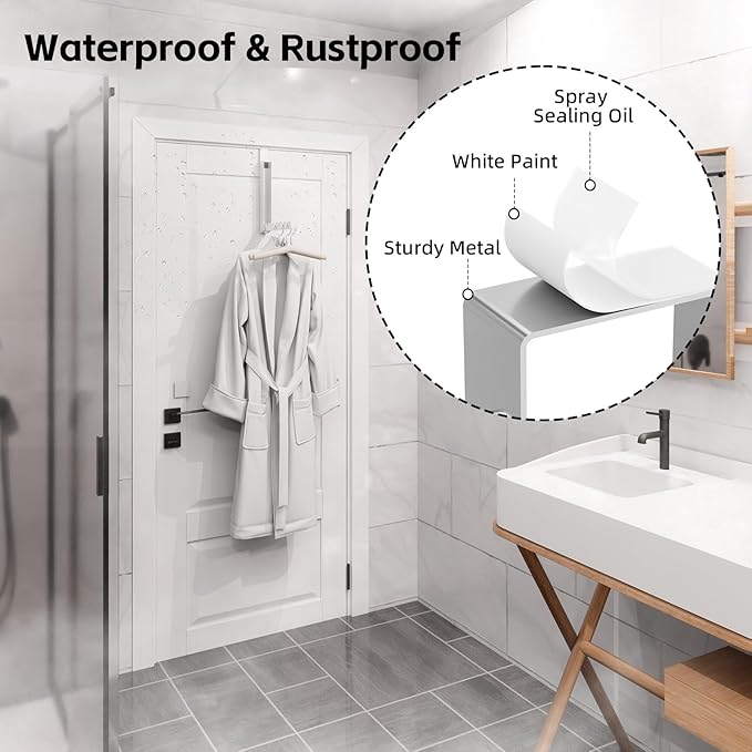 2 Pack Over The Door Hanger, Folding Over The Door Drying Rack for Laundry, Over The Door Hooks, Door Hanger for Clothing, Over The Door Clothes Hanger,Portable Compact,White