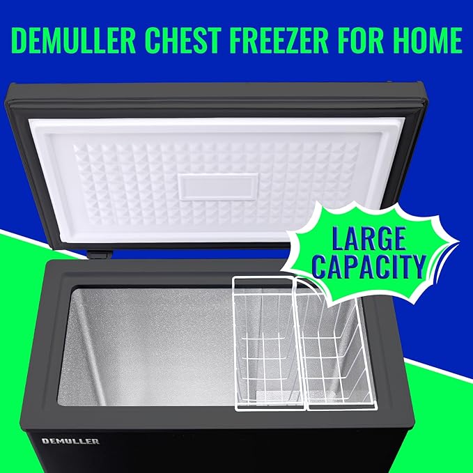 Chest Freezer with Electronic Panel, Accurate Temperature Display to 1 ℉ 5.0 Cu.ft Deep Freezing Machine with 2 Removable Baskets Suitable for Home Kitchen Apartment