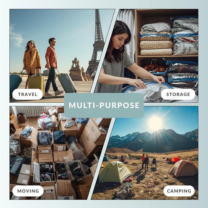 10 XL Jumbo Vacuum Storage Bags with Pump, Extra Large Compression Space Saver for Comforter, Duvet, Bedding, Blanket Storage, Vacuum Seal Bags for Clothing, Luggage Closet Organizer