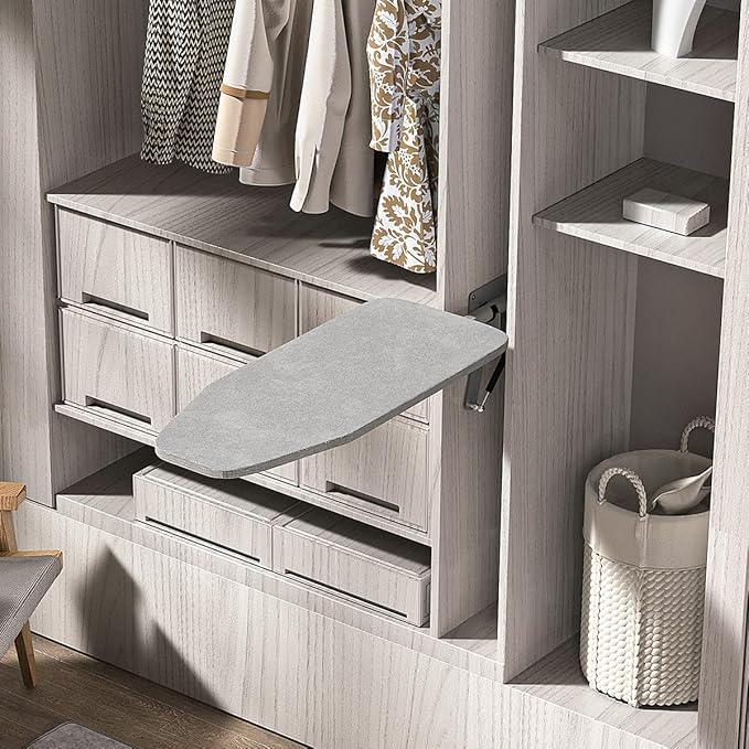 Embedded Foldable Rotated Ironing Board， 31.5"x 13.4"Fold Away Iron Board Wall Mount Space-Saving Ironing Board with Removable Heat Resistant Cover for Small Spaces Home Laundry Room