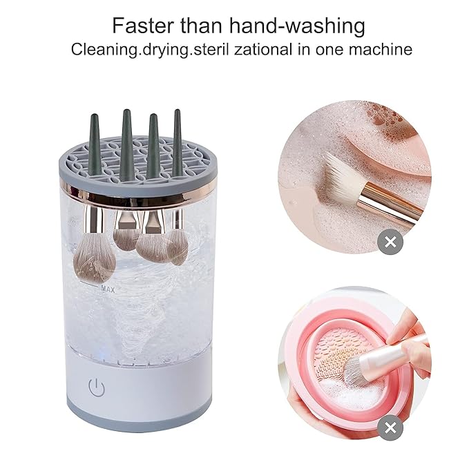 Electric Makeup Brush Cleaner, Makeup Brush Cleaner Machine with Brush Clean Mat, Automatic Cosmetic Brush Cleaner for All Size Beauty Makeup Brushes Set For Her, Women, Girlfriend, Female