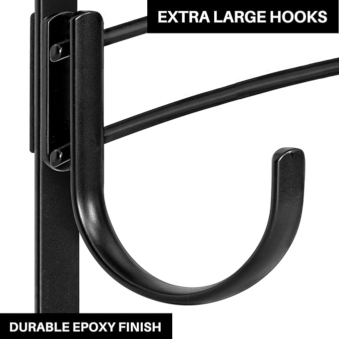LYNK Professional® Home™ Over The Door Hooks - 9 Hook Over The Door Hanger - Over Door Coat Rack - Hanging Towels or Clothes - Bathroom, Bedroom or Laundry Room - Lifetime Ltd. Warranty – Black