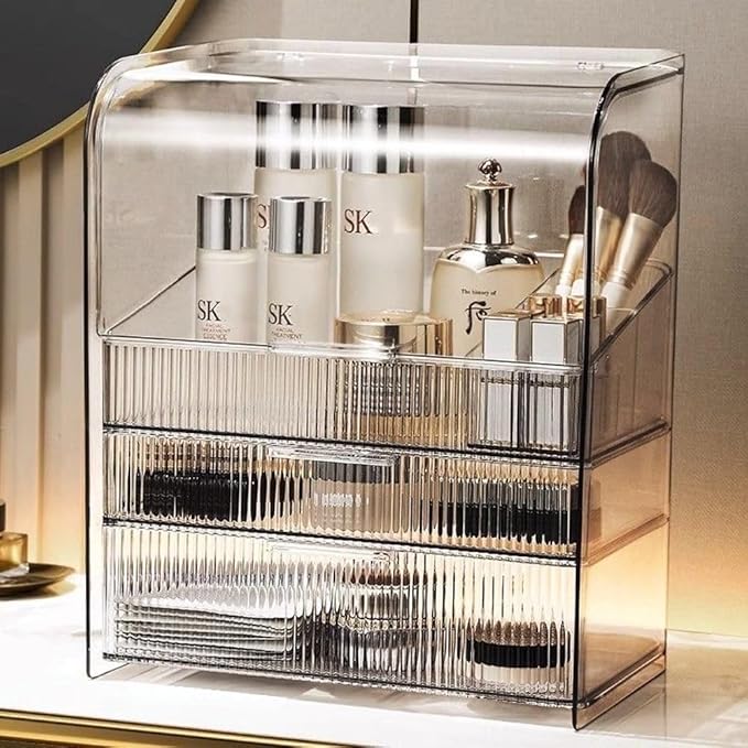 Makeup Storage Organizer Box Large Cosmetic Display Cases Dustproof and Waterproof Cosmetic Organizer Countertop Skincare Organizer