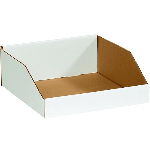 Box USA BBINMT121214 Open Top Bin Boxes, 12" x 12" x 4 1/2", Oyster White (Pack of 50)