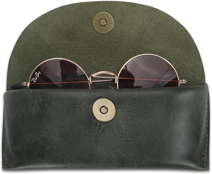 Leather Sunglasses Case Genuine Leather Eyeglass Case Soft Glasses Pouch Reading Glasses Case for Men & Women