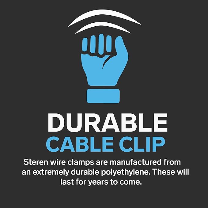 STEREN Coaxial Cable Clips - Cable Holder - Siding Clips for Hanging - Cord Holder for Desk - Cable Clamps - Cord Clip - Wire Organizer Clips - Tv Mount Screws (Black, 100 Count - Dual Screw)