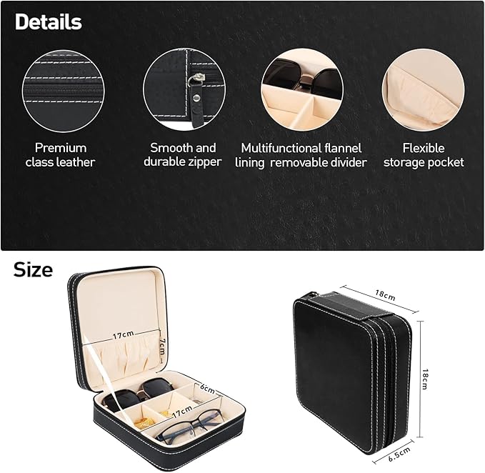 Travel Sunglasses Organizer, Sunglasses Travel Case for Multiple Pairs, Multiple Glasses Travel Case for Women, Men