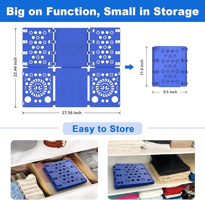 BoxLegend Shirt Folder Board Tshirt Clothes Folder Folding Board Durable Laundry Sorter Helper Liner, Blue