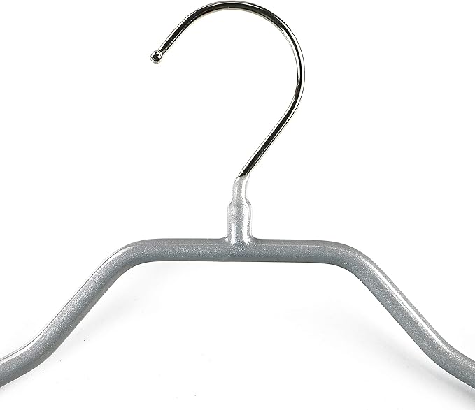 Mawa by Reston Lloyd BodyForm Series Non-Slip Space-Saving Clothes Hanger with Bar For Pants, 16 1/2", Style 42/LS, Set of 5, Silver