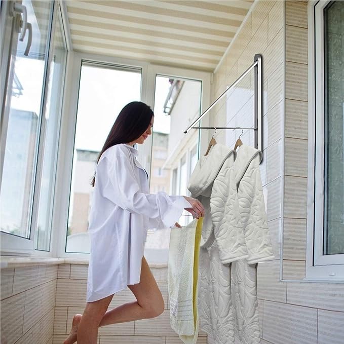 Clothes Drying Rack,Wall Mounted Clothes Hanging Rack,Retractable Folding Hanger,Laundry Room Organization,Drying Racks for Laundry,Bathroom,Garage,Indoor&Outdoor Aluminum1pcs