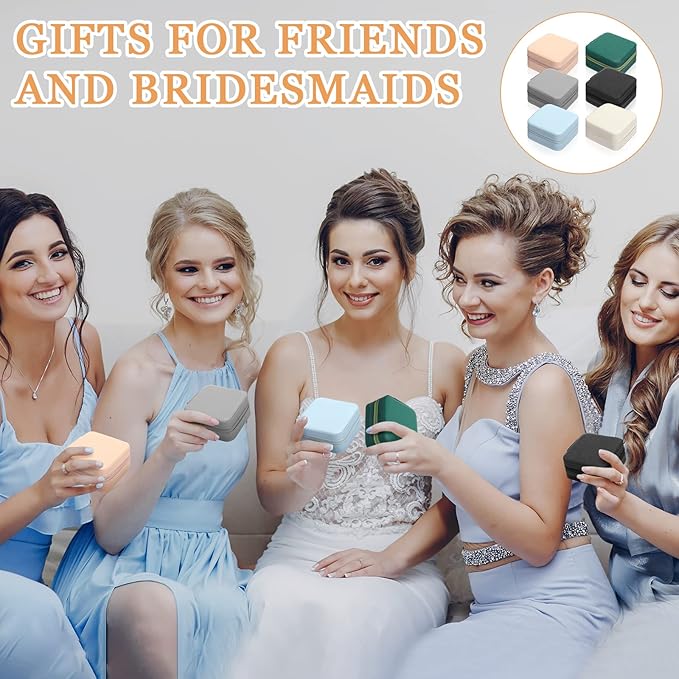 Kigeli 18 Pcs Travel Jewelry Case Bulk Bridesmaid Gift Boxes Small Jewelry Box Mini Storage Organizer for Women Return Gift(Vivid Color)