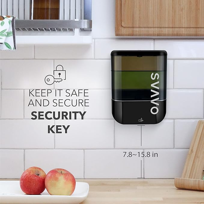 SVAVO Automatic Soap Dispenser Touchless, Hand Soap Dispenser Wall Mount, Electric Sensor Battery Operated for Offices Home Kitchen Bathroom Hotel Restaurant Commercial, 34fl.oz/1000ml Black