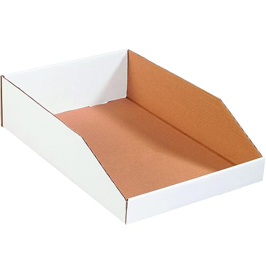 Box USA BBINEB1812 Open Top Bin Boxes, 12" x 18" x 4 1/2", Oyster White (Pack of 50)
