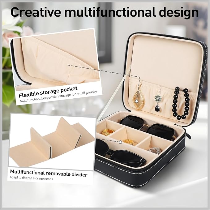 Travel Sunglasses Organizer, Sunglasses Travel Case for Multiple Pairs, Multiple Glasses Travel Case for Women, Men