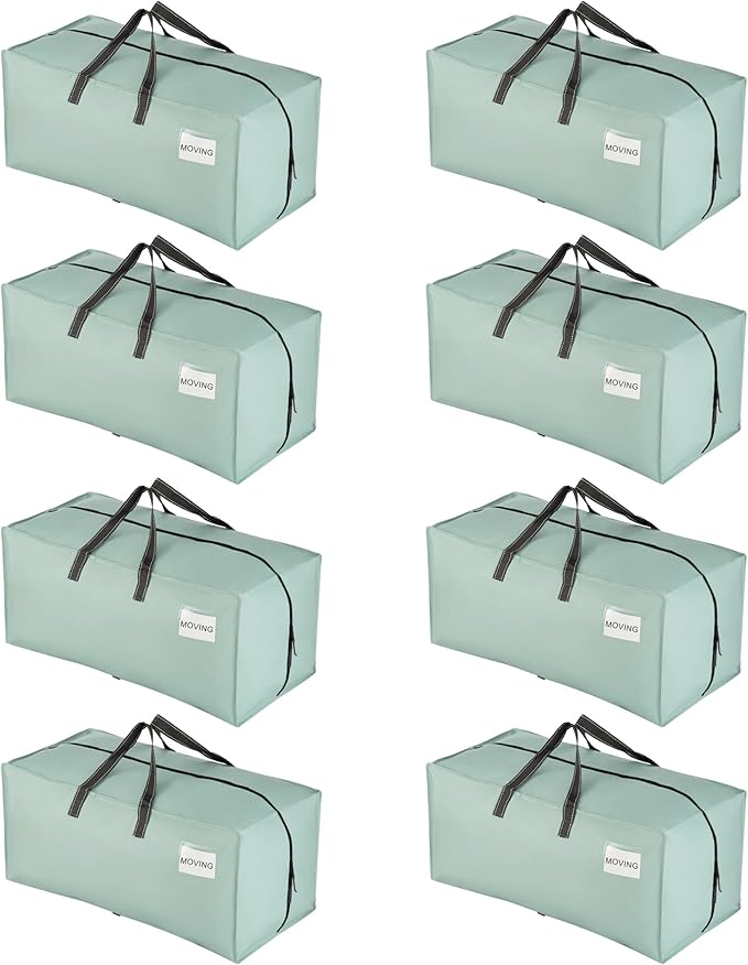 VENO 8 Pack Heavy Duty Moving Bags with Backpack Straps, Zippers & Handles, Extra Large Packing Bags for College Dorm Essentials, Moving Supplies Alternative to Cardboard Moving Boxes