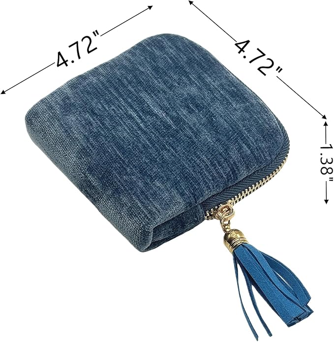 Small Travel Jewelry Case - Jewelry Travel Organizer Bag with Tassel Zipper for Bracelets, Necklaces, Bangles, Jewelry Organizer Storage Bag Gift for Women Girls LJB001-Peacock Blue