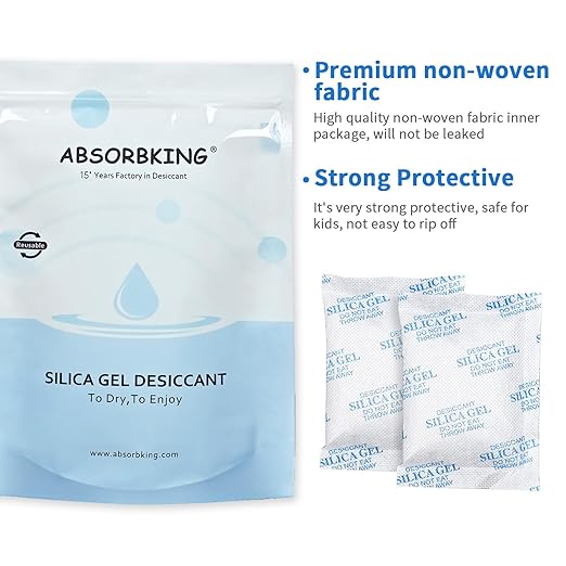 Silica Gel Packets – 50 Gram 25 Packs Moisture Absorbers, Desiccant Packs for Storage, Food Safe Desiccant for Foods, Seeds, 3D Filaments, Electronics, Safes