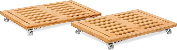 Internet's Best - Stacking Utility Shelf - Bamboo - 2 Shelves - Kitchen Cabinet Closet Organizer and Storage - Small