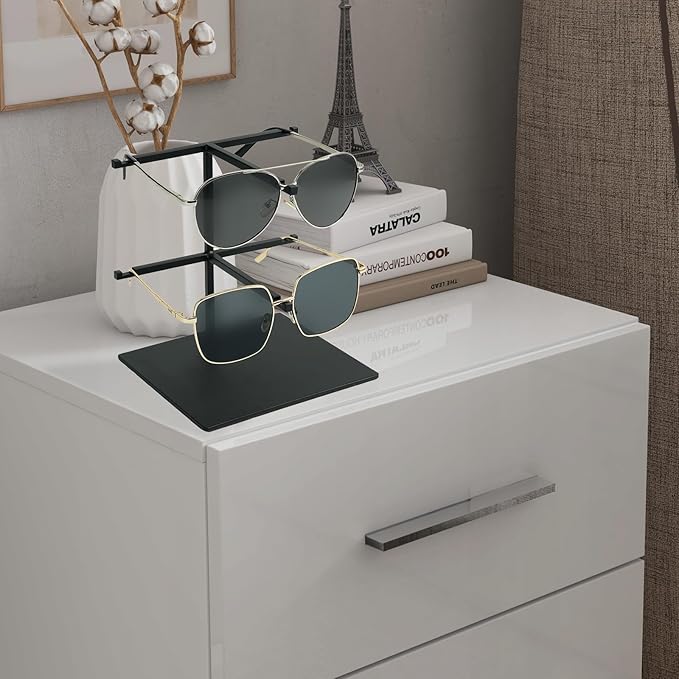 2-Pack Sunglass Display Stand Black Double-Layer Glasses Organizer, Carbon Steel Sunglass Organizer,Suitable for Retail Stores and Home Use Eyeglass Rack (PATENTPENDING)