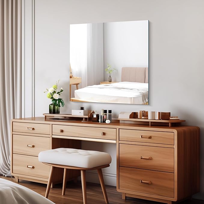 CILIBER 30x30 inch Frameless Bathroom Mirror, Square Frameless Mirrors for Wall, Upgraded Shatterproof Vanity Mirror 3mm Tempered Glass Lightweight Design for Bathroom Bedroom Living Room and Entryway