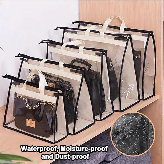 9 Pack Dust Bags for Handbags,Clear Purse Storage Organizer for Closet,3 Sizes Transparent Handbag Storage,Purse Protector Storage Bag,Purse Cover Hanging Closet Organizer with Zipper Handles
