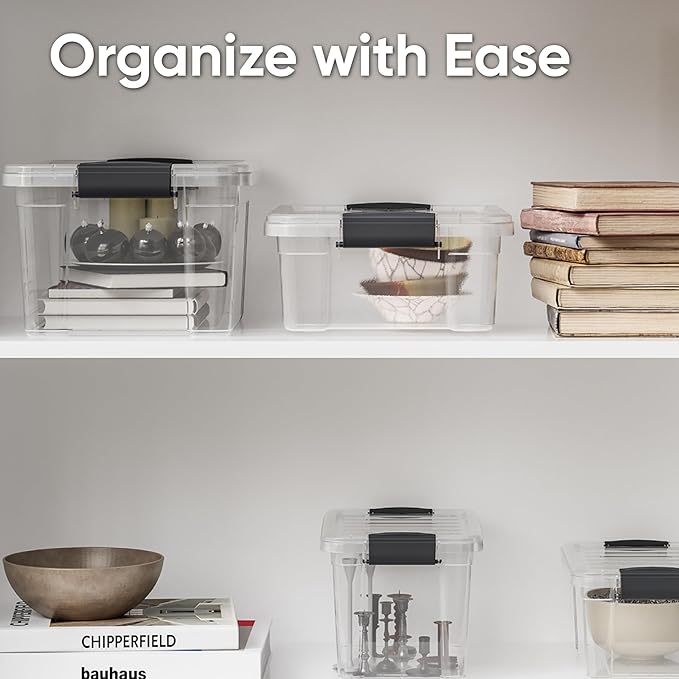 Superio Clear Storage Bins with Lids, 10 Quart BPA Free Plastic Containers, Transparent Boxes for Organizing, Stackable Crates, Organizer Totes for Home, Office, School, and Dorm