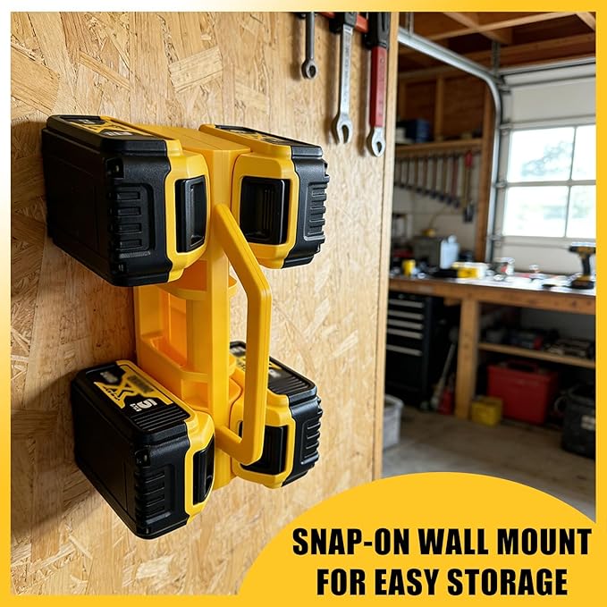 2-IN-1 Battery Carrying Holder & Wall Mount Holder for De.Walt, 6-Slot Battery Storage Organizer Rack for De.walt 20V/60V Batteries, Portable Caddy Case with Handle for Jobsite, Garage, Workshop
