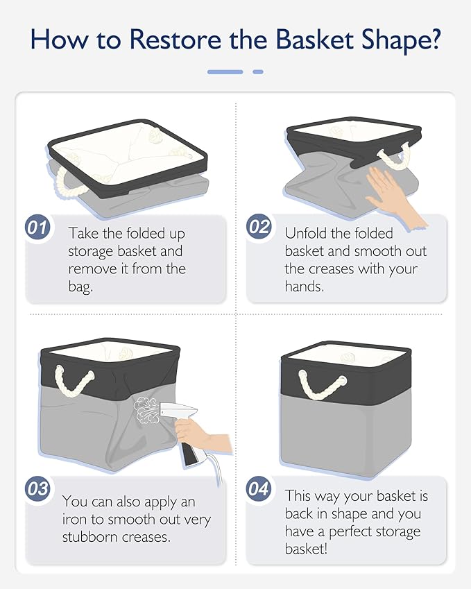 11 Inch Storage Cubes 6-Pack, Foldable Fabric Organizer Bins with Rope Handles, Cube Storage Baskets for Closet Shelves and Home Organization(Dark/Gray)