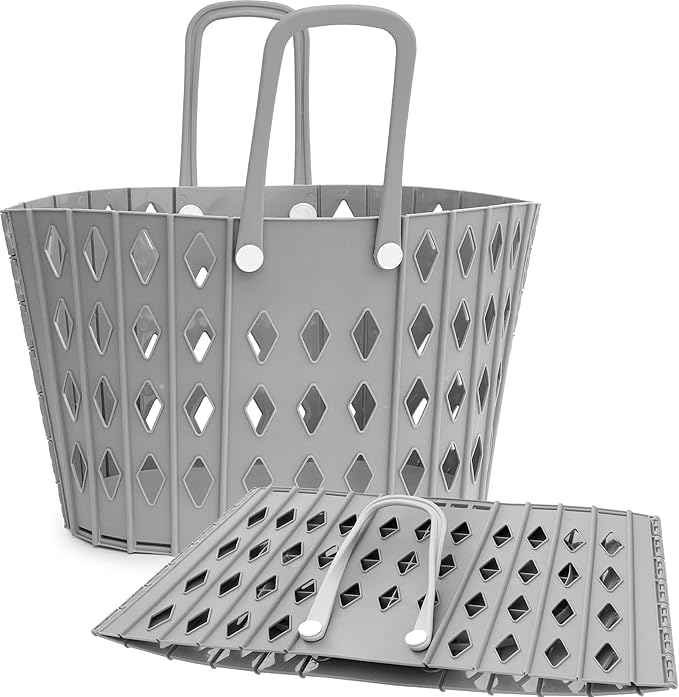 Collapsible Laundry Basket Durable Foldable Hamper for Room Organization, Dirty Clothes Hamper, Basket for Blankets, Laundry Room Storage Gray, 45L