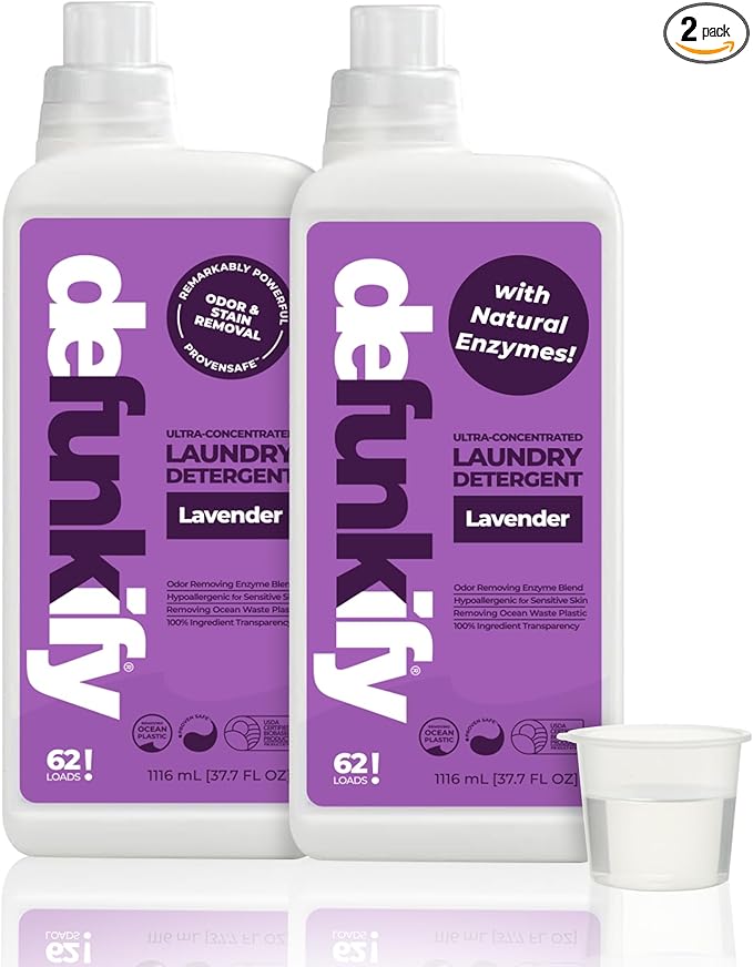 Laundry Detergent, 124 Load. 'Lavender' Essential Oil Liquid Laundry Detergent Washing Soap for Sensitive Skin. ProvenSafe™ Cleaning Supply w/Odor & Stain Remover for Outdoor Gear & All Fabrics