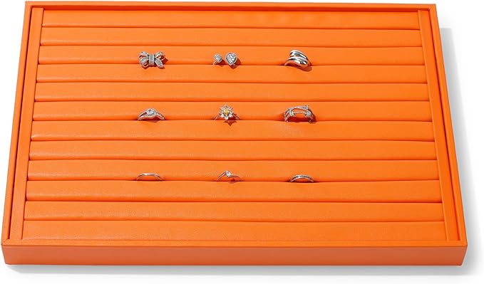 Leather Ring Earrings Trays Jewelery Tray Ring Earrings Organizer Tray For Rings, Earrings, Coins, Brooches Organizer (Orange)