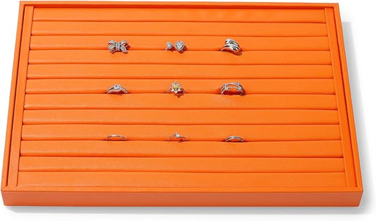 Leather Ring Earrings Trays Jewelery Tray Ring Earrings Organizer Tray For Rings, Earrings, Coins, Brooches Organizer (Orange)