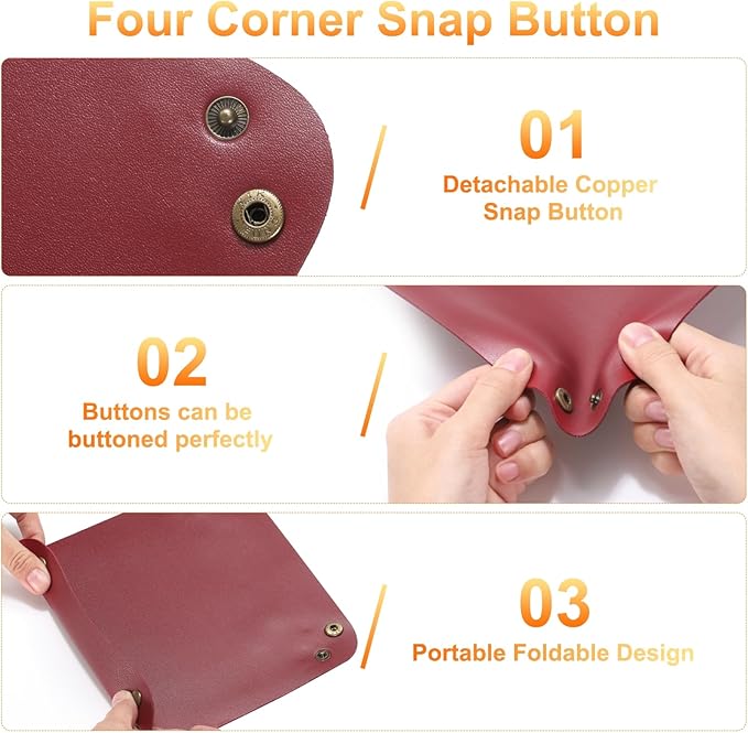 HARFINGTON 4pcs PU Leather Valet Tray Unisex Folding Small Catchall Tray Portable Entryway Table Tray Nightstand Bedside Desk Tray for Key Wallet Watch Coin Jewelry Dice, Black