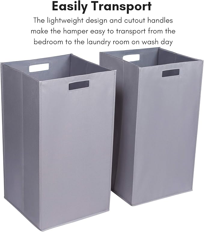 Internet's Best Collapsible Laundry Hamper | Set of 2 | Dirty Clothes Sorter with Handles | Magnetic Side | Easy Storage | Folding | Black