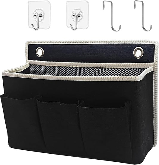Wall Hanging Organizer Bag/Hanging Baskets with Large Mesh Compartment & 3 Pockets，Over the Door Organizer Space Saving Storage for Bedroom,RV Camper, Closet (Black-1pack)
