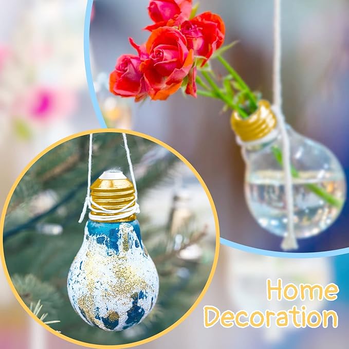 Juexica 108 Pieces Plastic Fillable Light Bulb Ornaments Clear Empty Lightbulb Containers Small Candy Bottles Drink Cups Decorative Jars for Crafts Gifts Party Favors 100 ml(Gold Cap)