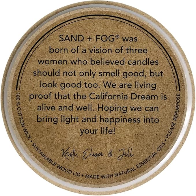 Sand + Fog Scented Candle - Amber & Fig – Additional Scents and Sizes – 100% Cotton Lead-Free Wick - Luxury Air Freshening Jar Candles - Perfect Home Decor – 12oz